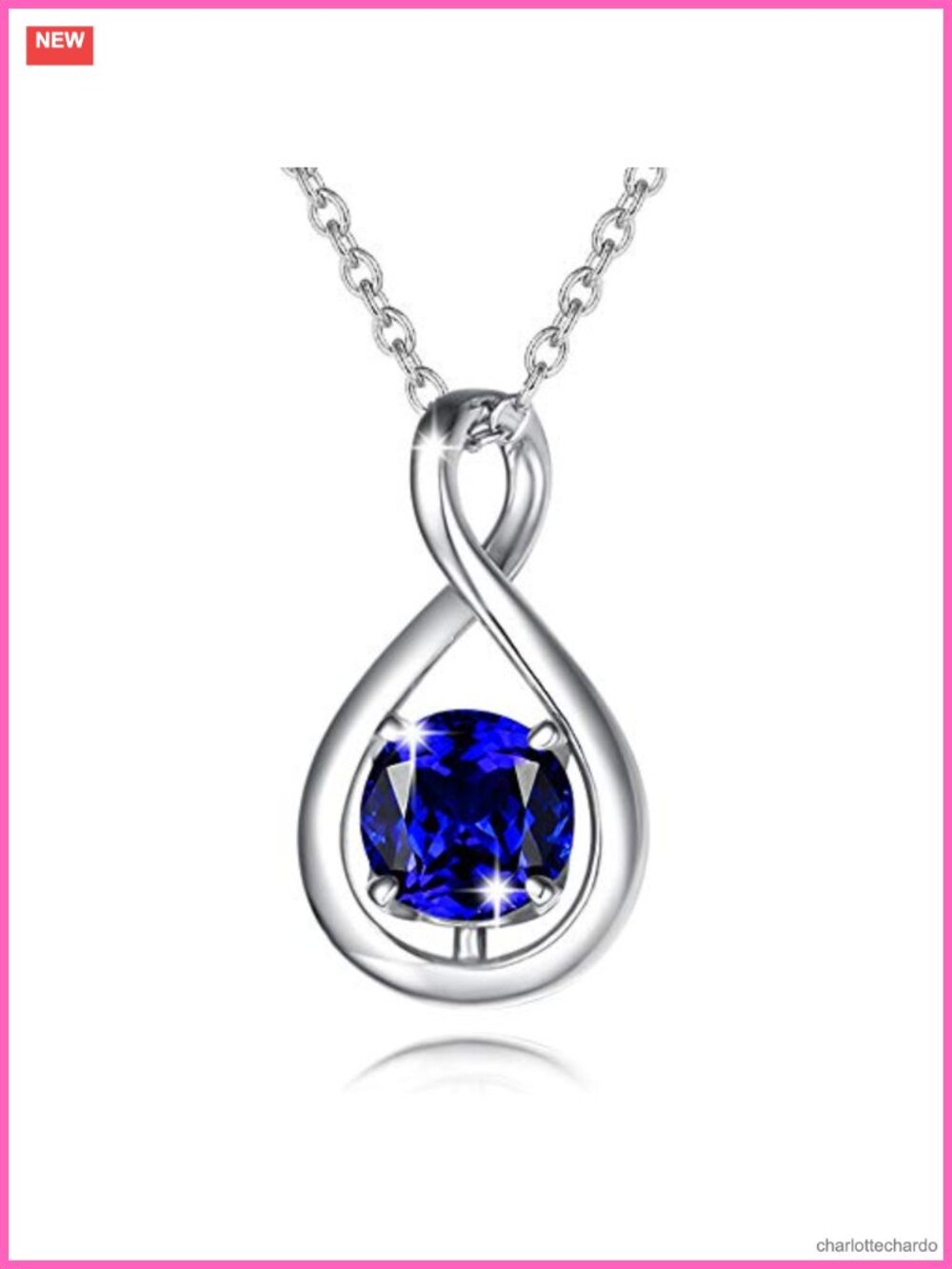 Dainty Infinity Birthstone Necklace Sterling Silver Pendant